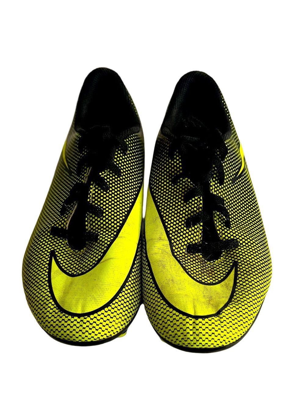 Nike Black and Neon Yellow Soccer Cleats, Size 4Y